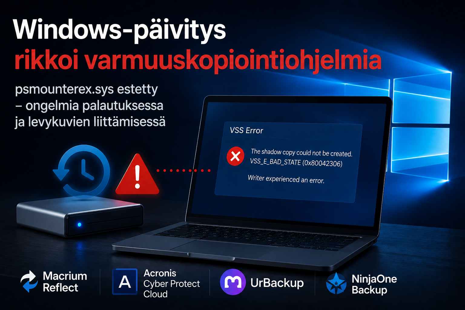 Windows päivitys rikkoi varmuuskopioita