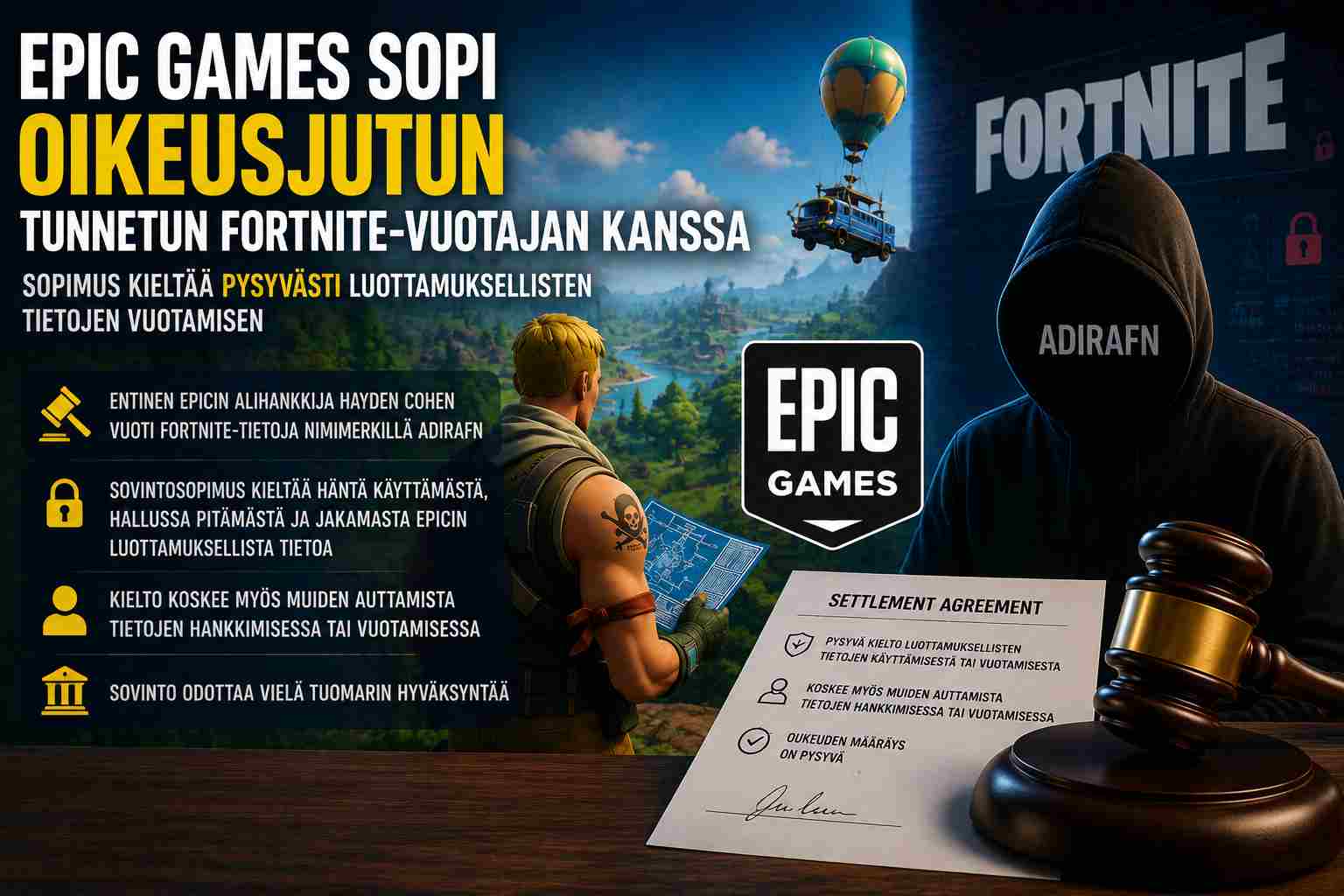 Epic Games sopi oikeusjutun huijarin kanssa