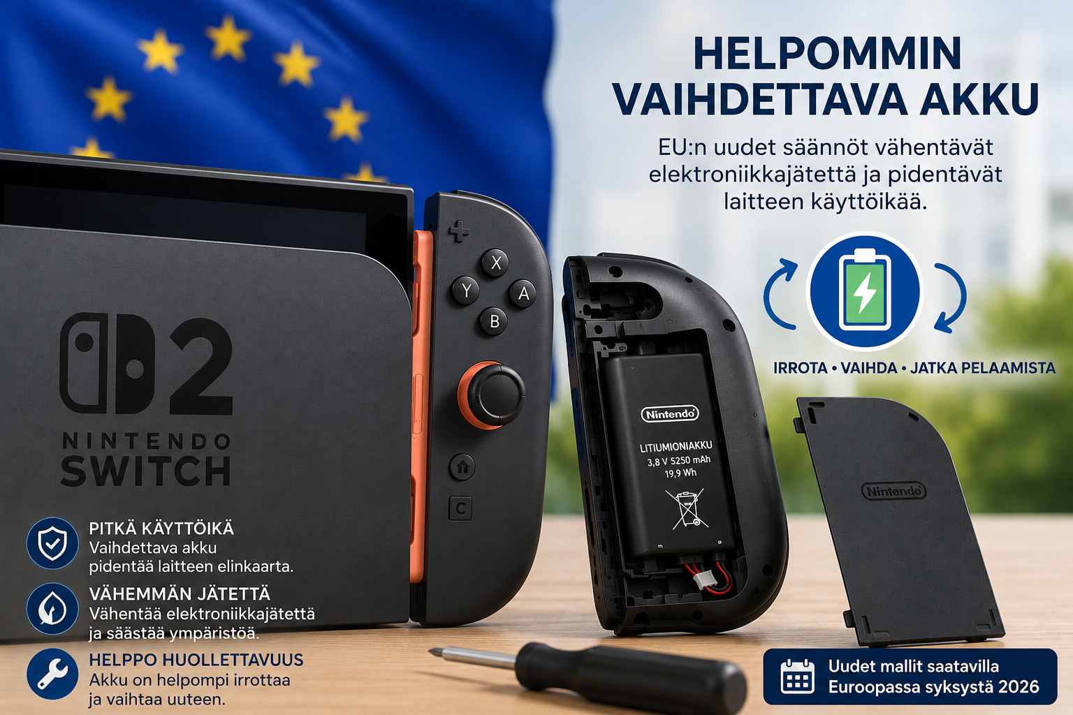 Nintendo Switchin vaihdettava akku
